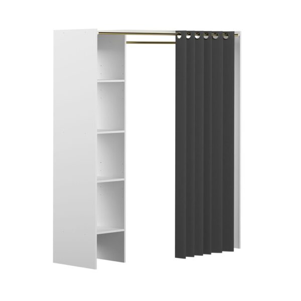 Dressing extensible 1 colonne blanc et rideau anthracite - CLOTHES – Image 3