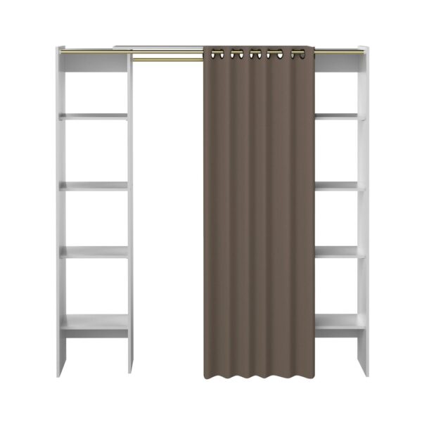 Dressing extensible 2 colonnes blanc et rideau taupe - CLOTHES – Image 4