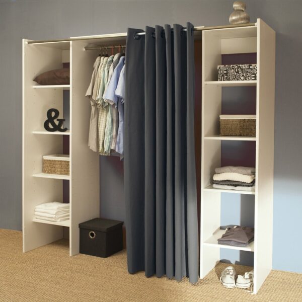 Dressing extensible 2 colonnes blanc et rideau anthracite - CLOTHES – Image 3