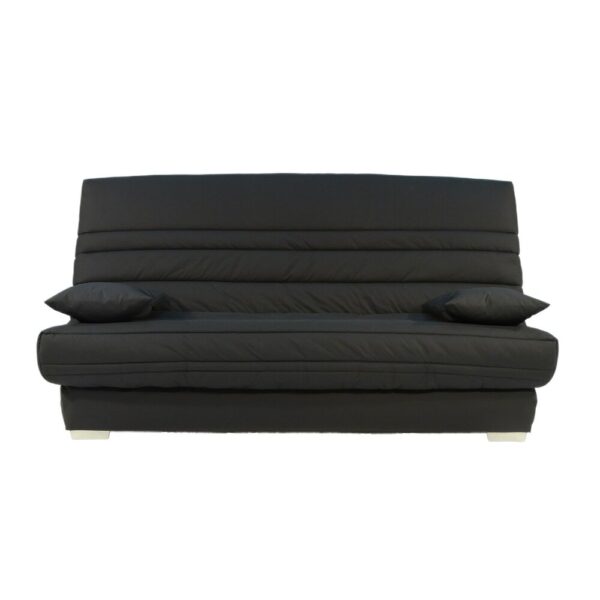 Banquette-lit clic-clac 130 cm matelas 14 cm tissu noir – Image 2