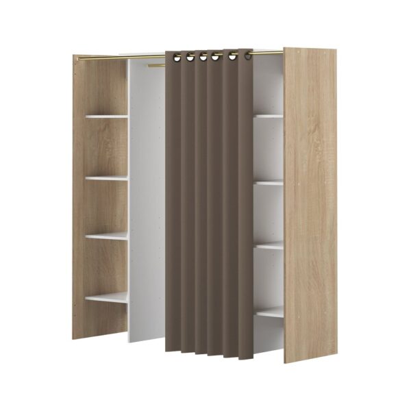 Dressing extensible 2 colonnes naturel/blanc et rideau taupe - CLOTHES – Image 3
