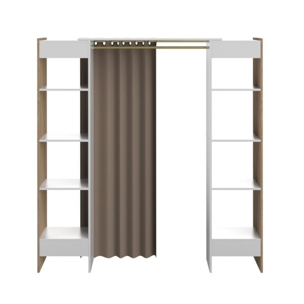 Dressing extensible 2 colonnes naturel/blanc et rideau taupe - CLOTHES – Image 6