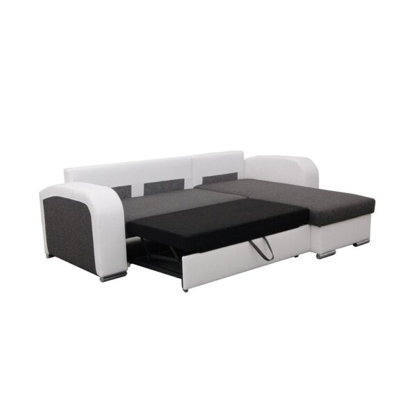 Canapé angle à droite convertible en tissu gris foncé et PU blanc - FULLSPACE – Image 5