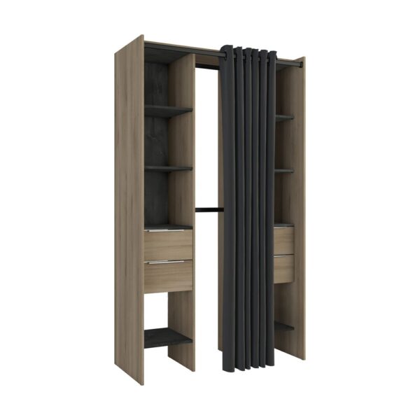 Dressing extensible 115/190x50x203 cm chêne et effet béton – Image 3