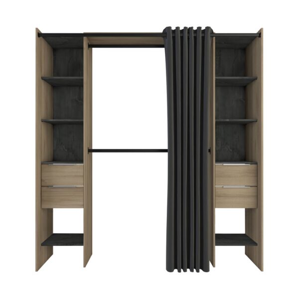 Dressing extensible 115/190x50x203 cm chêne et effet béton – Image 4