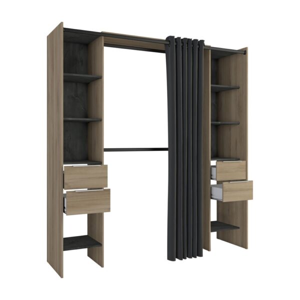 Dressing extensible 115/190x50x203 cm chêne et effet béton – Image 5