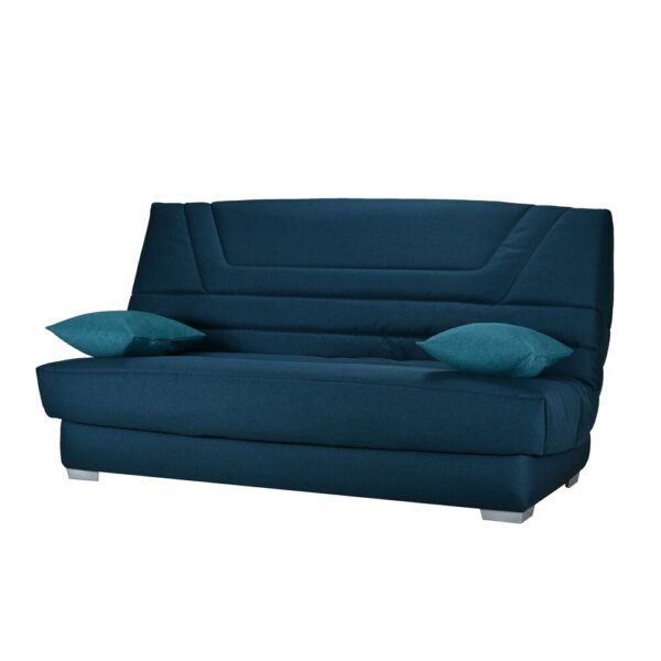 Banquette-lit clic-clac 140 cm matelas BULTEX tissu bleu nuit - CASUAL