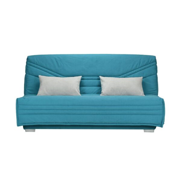 Banquette-lit clic-clac 130 cm matelas 17 cm tissu turquoise