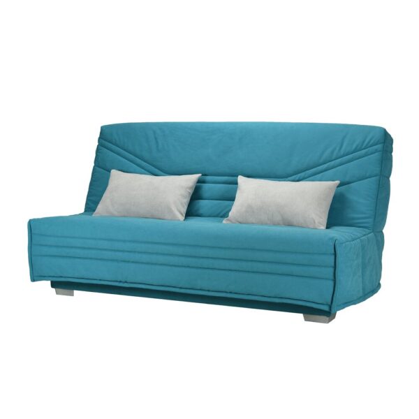 Banquette-lit clic-clac 130 cm matelas 17 cm tissu turquoise – Image 4