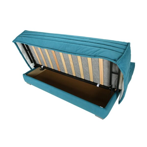 Banquette-lit clic-clac 130 cm matelas 17 cm tissu turquoise – Image 5