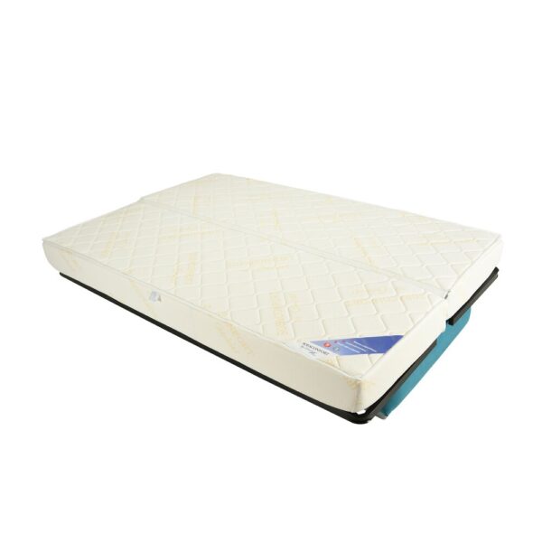 Banquette-lit clic-clac 130 cm matelas 17 cm tissu turquoise – Image 6
