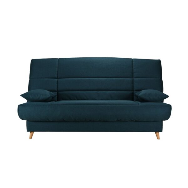 Banquette-lit clic-clac 130 cm matelas 13 cm tissu bleu nuit – Image 2