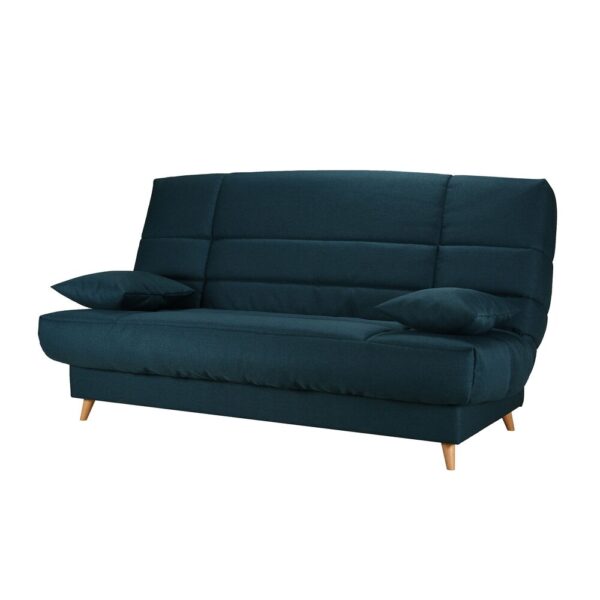 Banquette-lit clic-clac 130 cm matelas 13 cm tissu bleu nuit