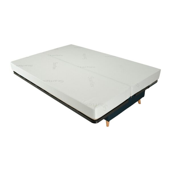 Banquette-lit clic-clac 130 cm matelas 13 cm tissu bleu nuit – Image 5