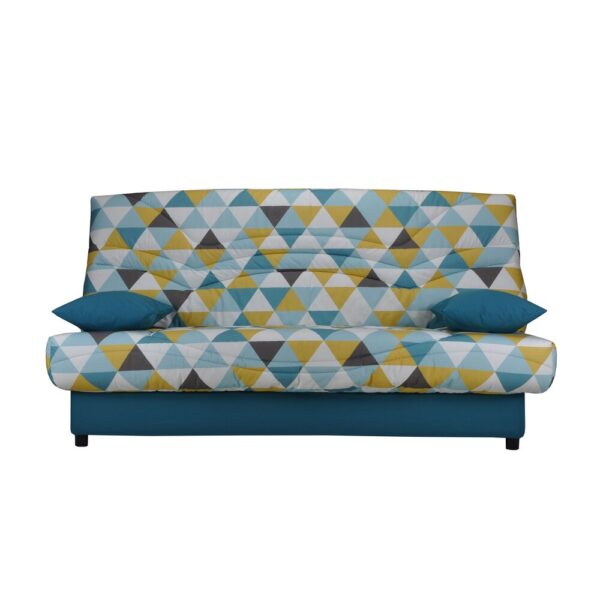 Banquette-lit clic-clac 130 cm matelas 13 cm motif triangles
