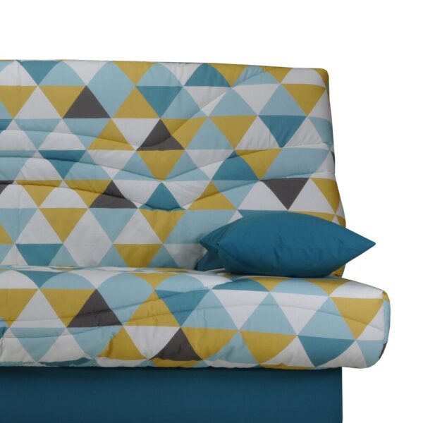 Banquette-lit clic-clac 130 cm matelas 13 cm motif triangles – Image 4