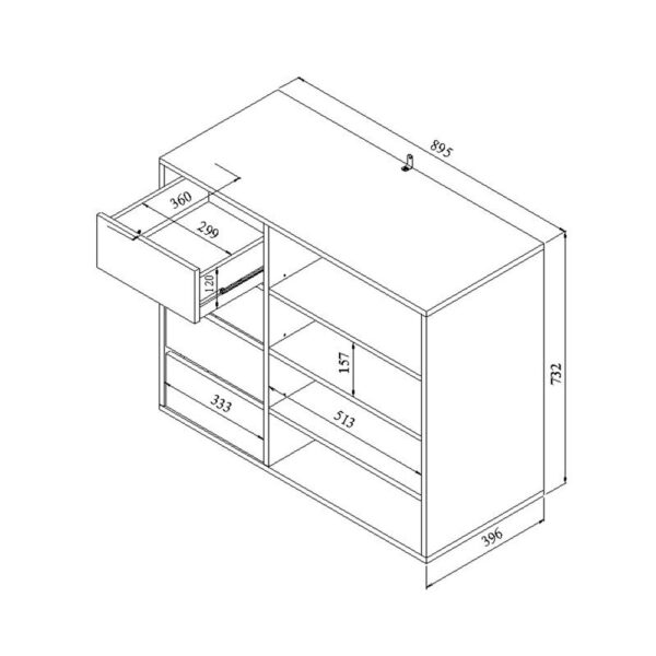 Dressing 2 colonnes + meuble 4 tiroirs chêne blanc, rideau écru – Image 6
