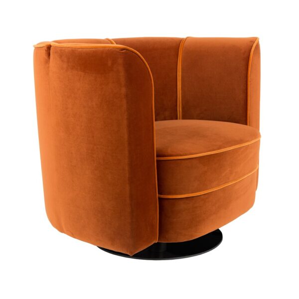 Fauteuil pivotant 86x74x76 cm en velours orange – Image 4