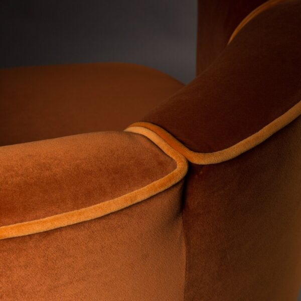 Fauteuil pivotant 86x74x76 cm en velours orange – Image 6