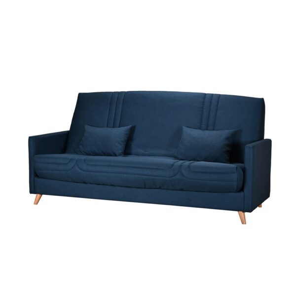 Banquette-lit 130 cm avec coffre de rangement en tissu bleu