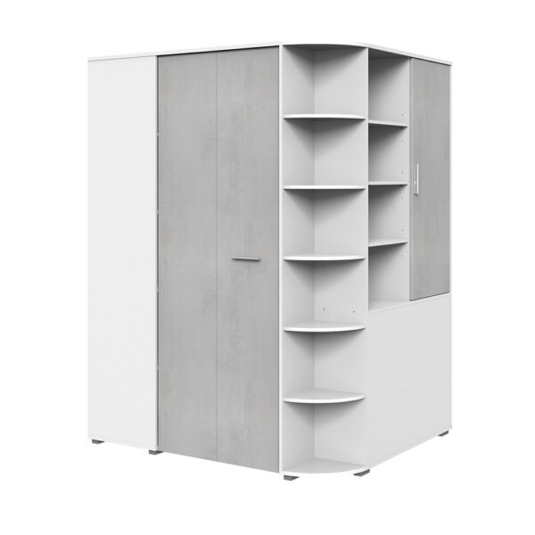 Armoire dressing 124x148x199 cm blanc et gris clair - AMEDA – Image 2