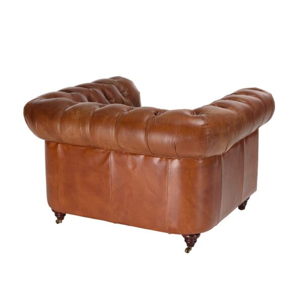 Fauteuil Chesterfield 117x100x73 cm en cuir marron - FOLIO – Image 4