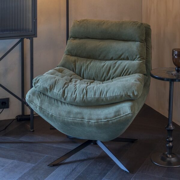 Fauteuil 81x69x82 cm en tissu vert - VINCE – Image 3