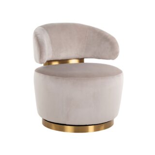 Fauteuil 77x80x84 cm en velours beige et métal doré - MANOE