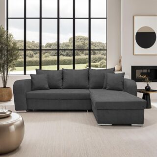 Canapé d'angle réversible convertible en tissu anthracite - FULLSPACE
