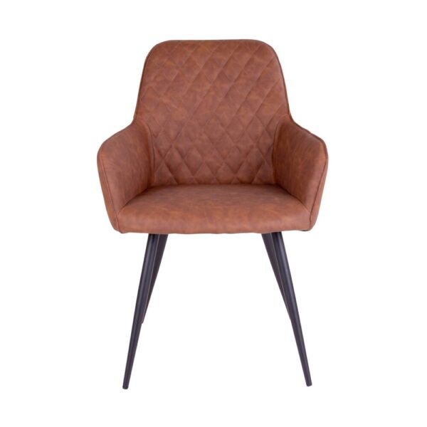Ensemble table repas 200 cm naturel et 6 fauteuils en PU marron - NYLA – Image 5