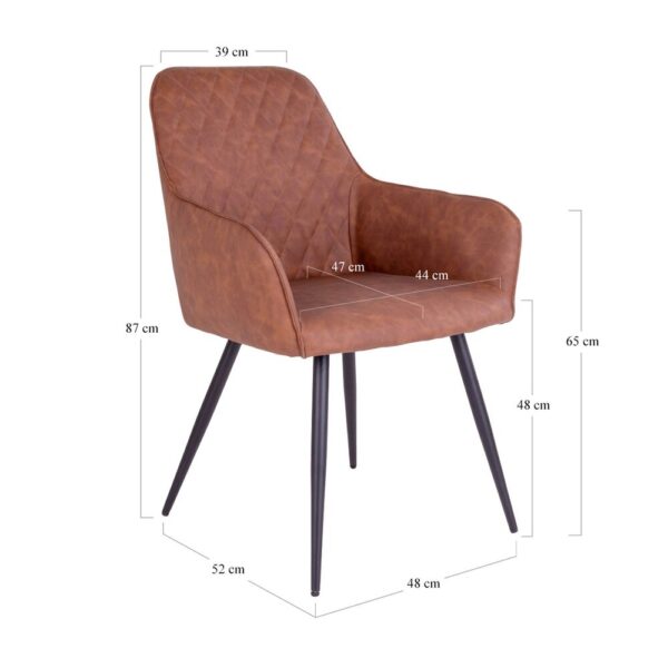 Ensemble table repas 200 cm naturel et 6 fauteuils en PU marron - NYLA – Image 6