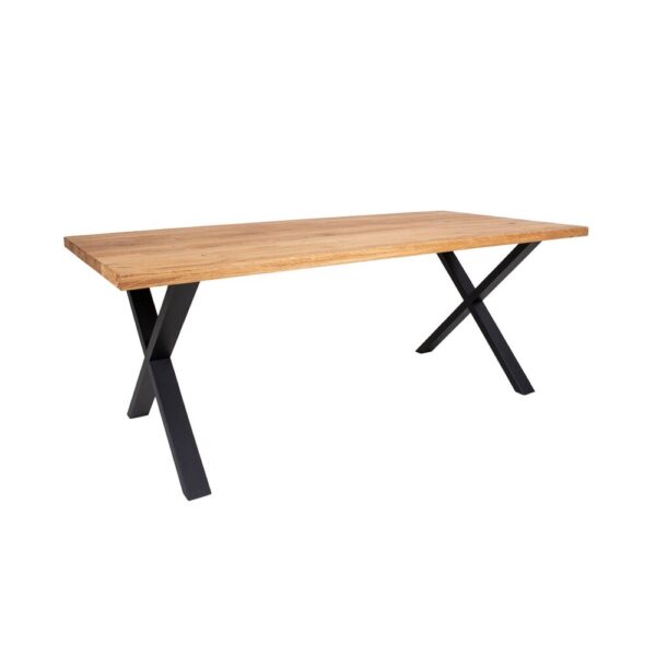 Ensemble table repas 200 cm naturel et 6 fauteuils en PU gris - NYLA – Image 3