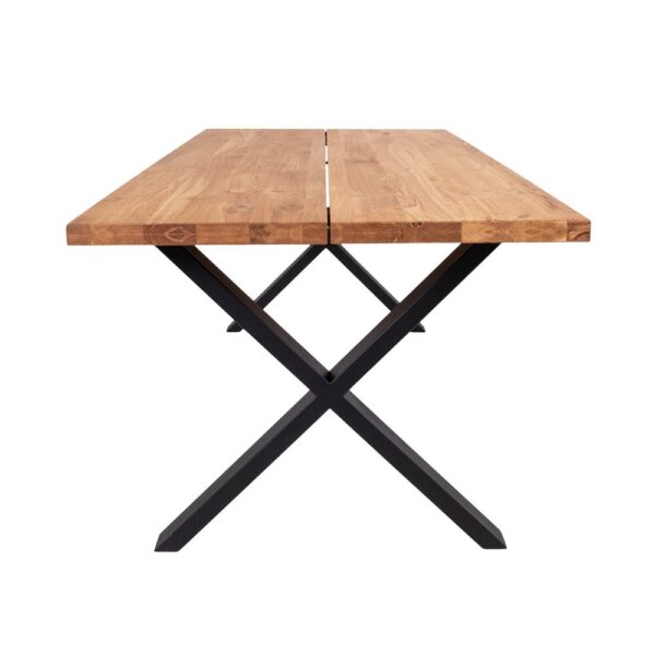 Ensemble table repas 200 cm naturel et 6 fauteuils en PU gris - NYLA – Image 4