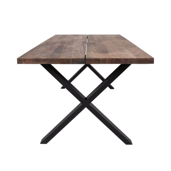 Ensemble table repas 200 cm marron et 6 fauteuils en PU gris - NYLA – Image 4