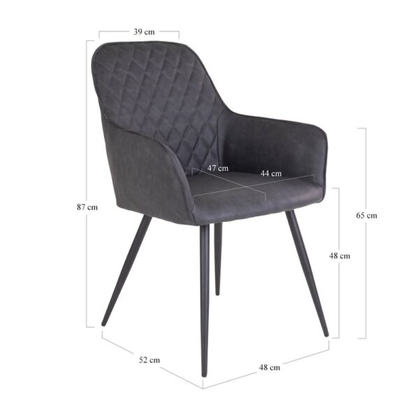 Ensemble table repas 200 cm marron et 6 fauteuils en PU gris - NYLA – Image 6
