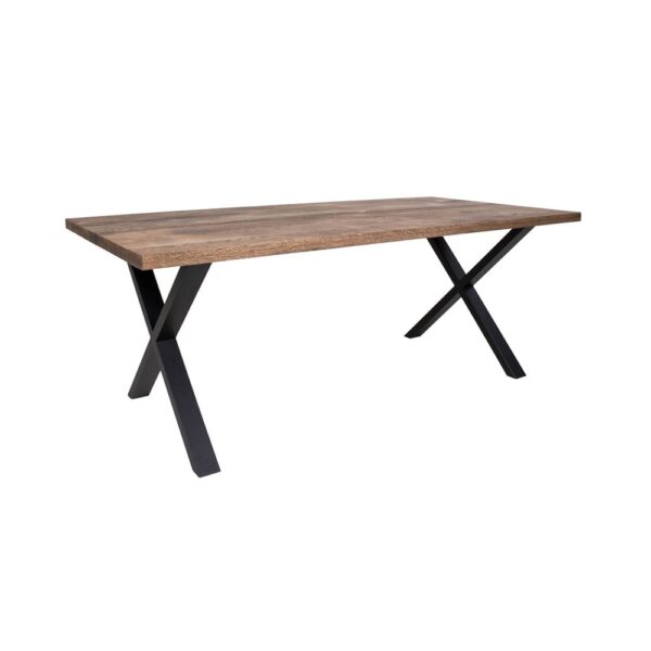 Ensemble table repas 200 cm marron et 6 fauteuils velours taupe - NYLA – Image 3