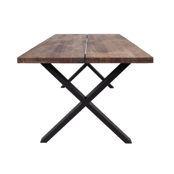 Ensemble table repas 200 cm marron et 6 fauteuils velours taupe - NYLA – Image 4