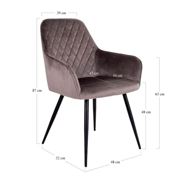 Ensemble table repas 200 cm marron et 6 fauteuils velours taupe - NYLA – Image 6