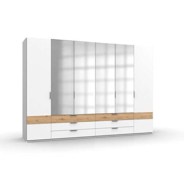Ensemble lit avec chevets intégrés, armoire et commode blanc - KANSAS – Image 4