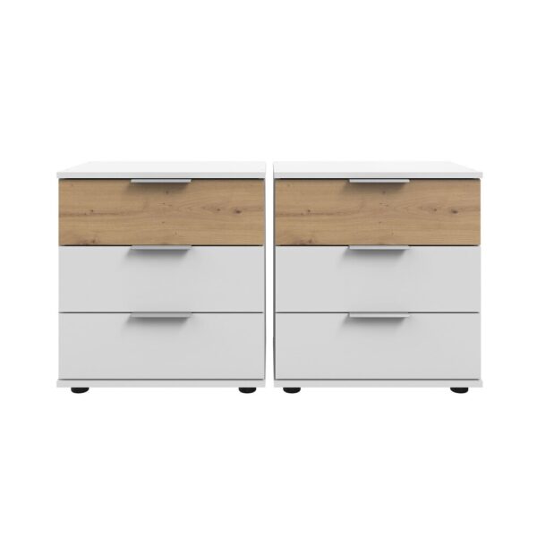 Ensemble lit avec chevets 3 tiroirs, armoire et commode blanc - KANSAS – Image 4