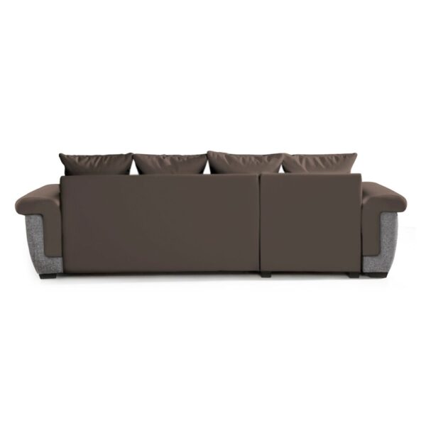 Canapé d'angle reversible et convertible en tissu gris et PU marron – Image 6