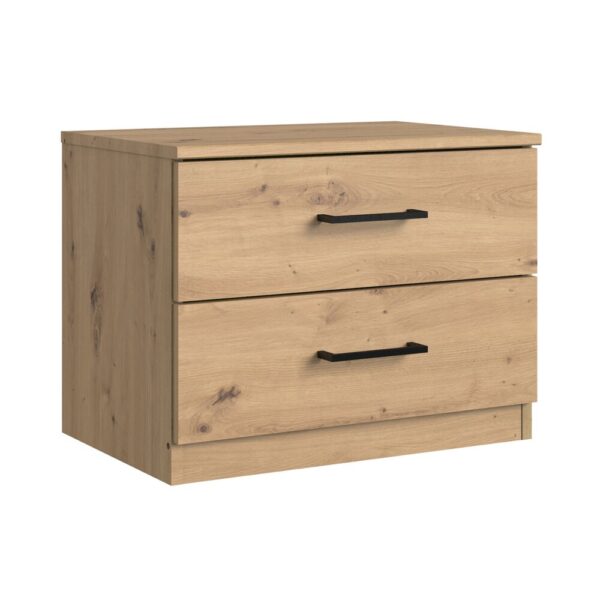Ensemble lit 140 cm, chevets et armoire 4 portes chêne clair - KARIN2 – Image 5