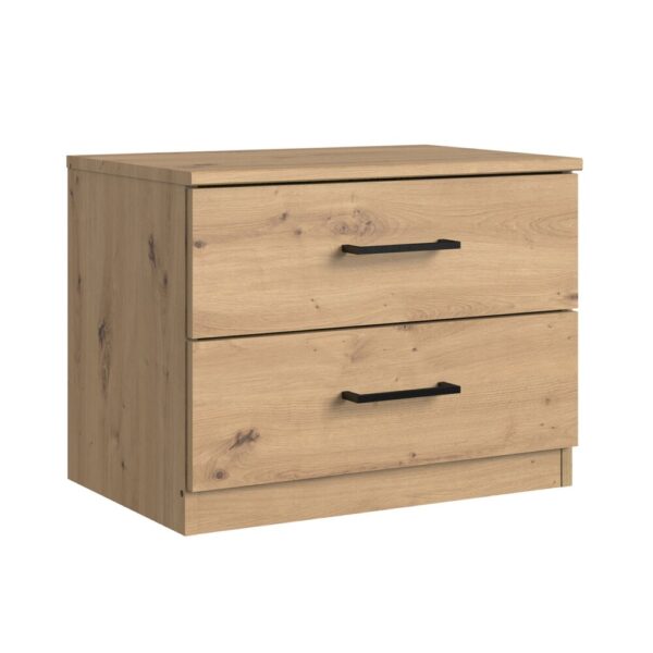 Ensemble lit 160 cm, chevets et armoire 3 portes chêne clair - KARIN2 – Image 5