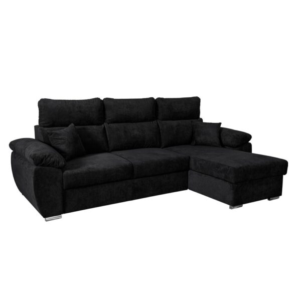 Canapé d'angle réversible et convertible 265x166x91 cm en tissu noir – Image 2