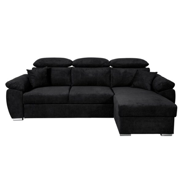 Canapé d'angle réversible et convertible 265x166x91 cm en tissu noir