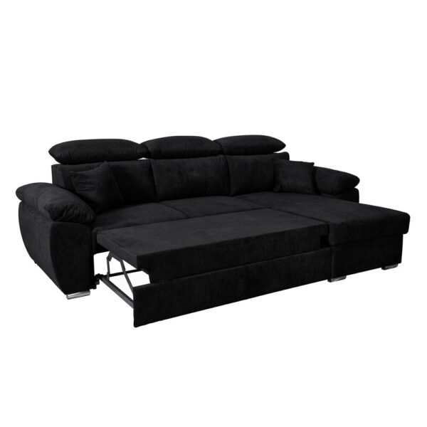 Canapé d'angle réversible et convertible 265x166x91 cm en tissu noir – Image 5