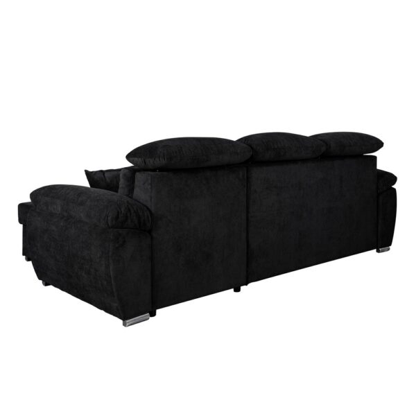Canapé d'angle réversible et convertible 265x166x91 cm en tissu noir – Image 6