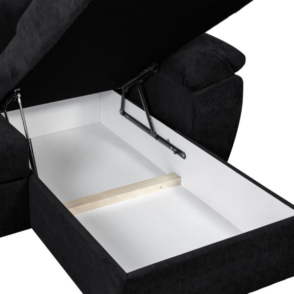 Canapé d'angle réversible et convertible 265x166x91 cm en tissu noir – Image 7