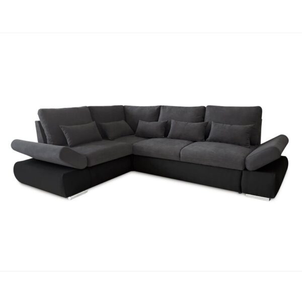 Canapé d'angle réversible convertible gris foncé et PU noir - LIPARY – Image 5