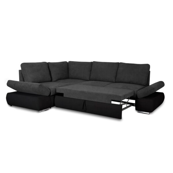 Canapé d'angle réversible convertible gris foncé et PU noir - LIPARY – Image 6
